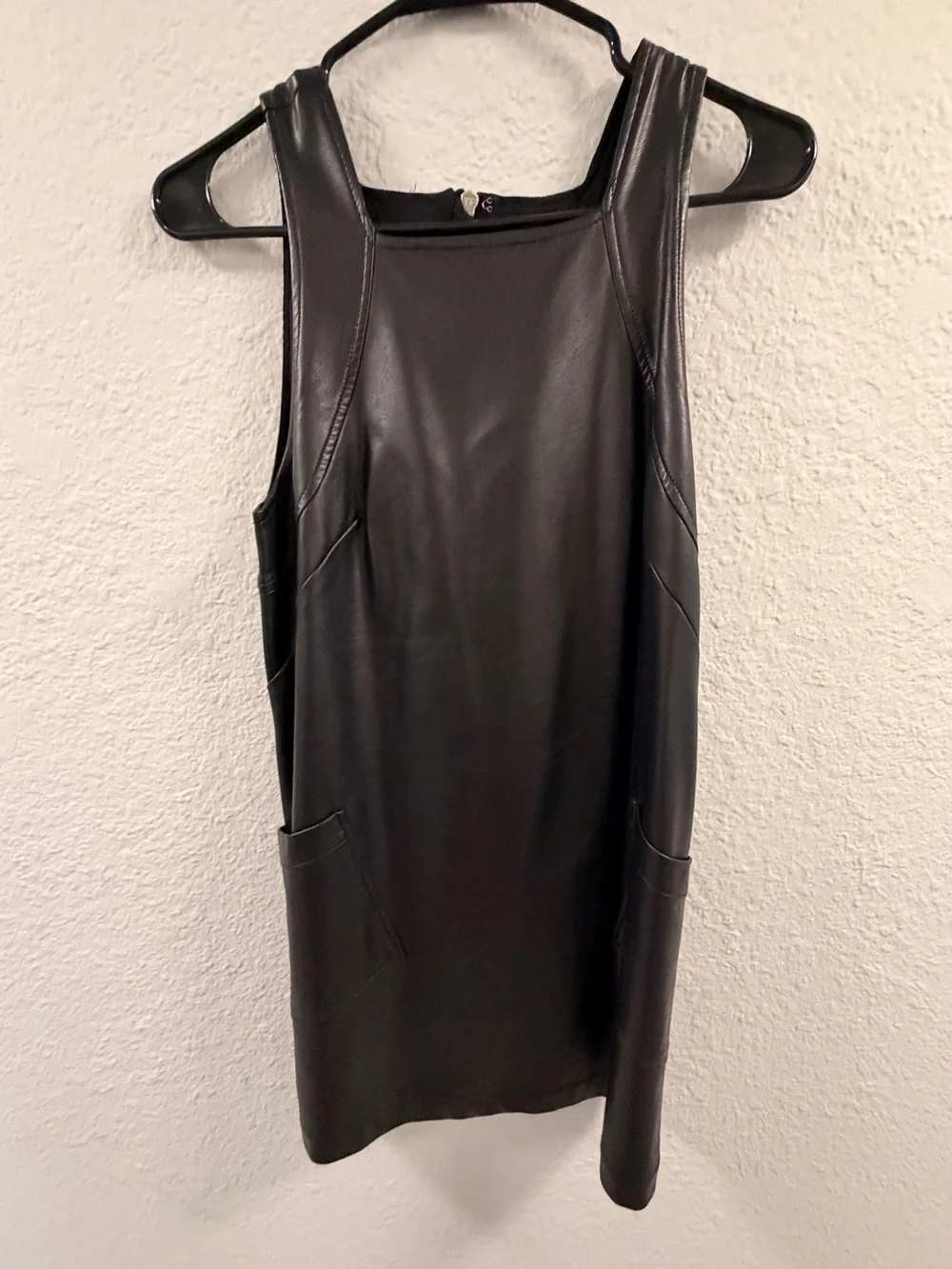 Anthropology Maeve Black Faux Leather Mini Shift Dress - Picture 2 of 4